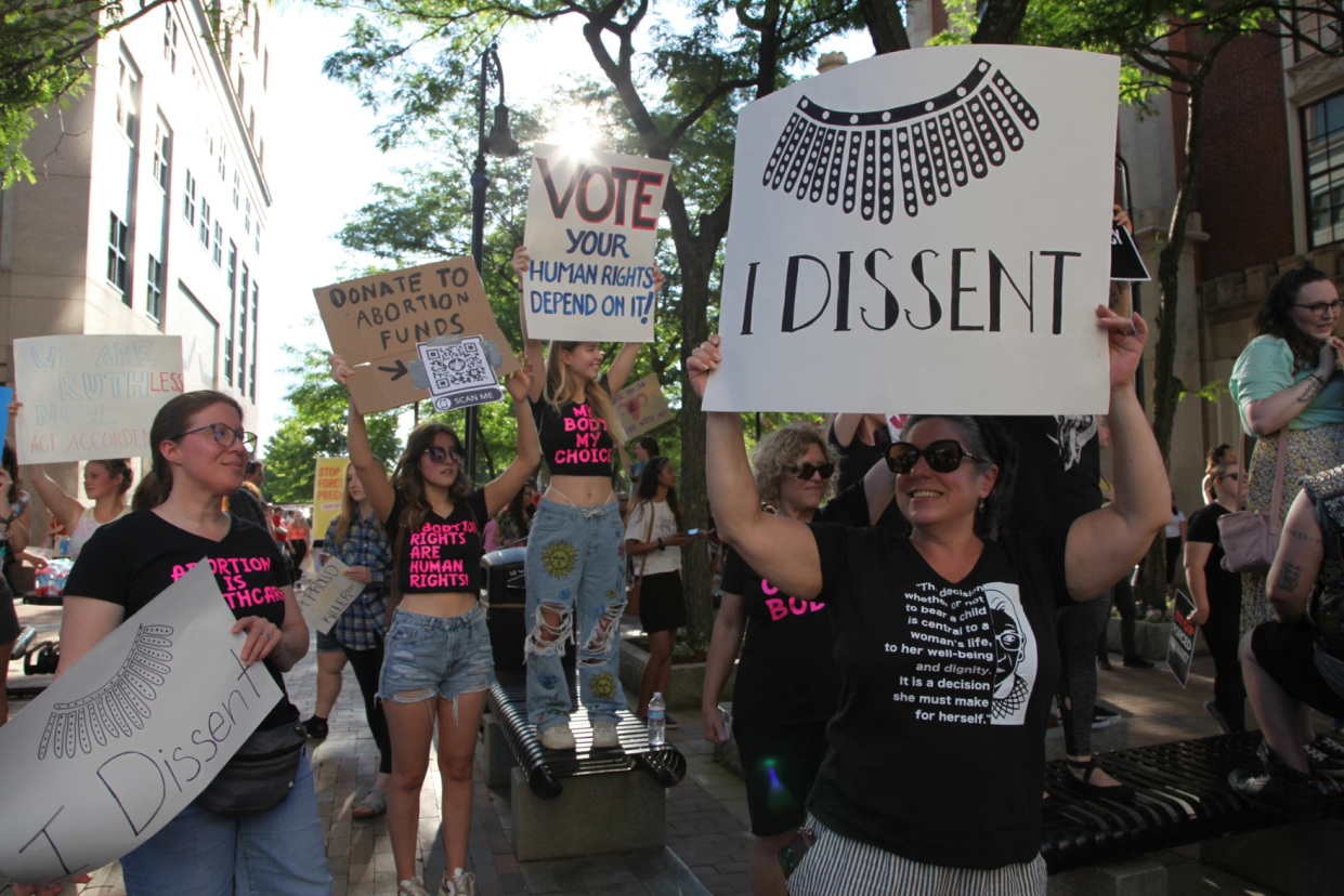Scene from an anti-abortion rally in Manchester, New Hampshire in June of 2022.