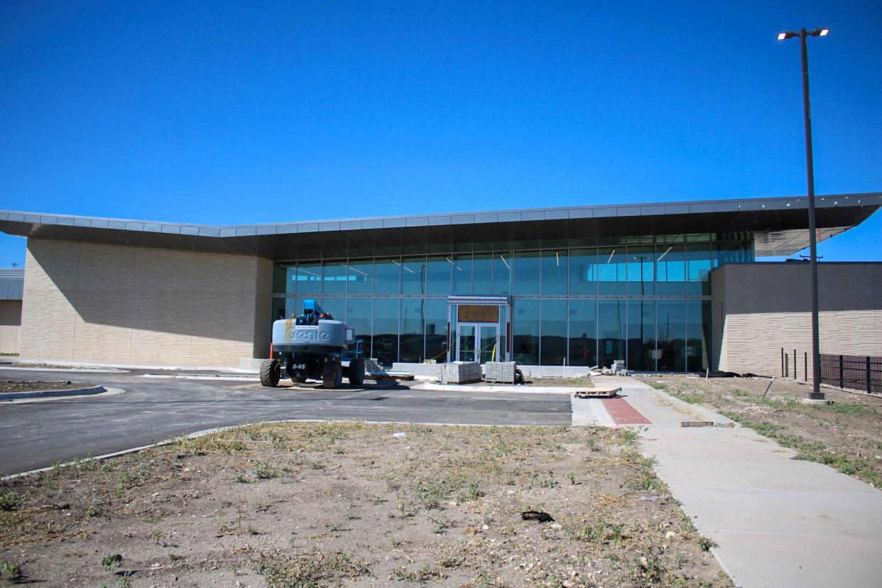 The exterior of the front entrance to the new Saline County Jail. In the coming months, signage with a star and the words "Saline County Jail" will be shown on this side of the building.