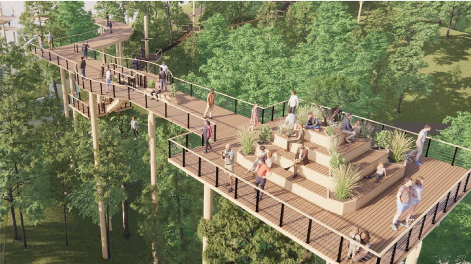 A rendering of SkyLand's bridge. The 40-foot-tall structure will give a view of the Smokies.