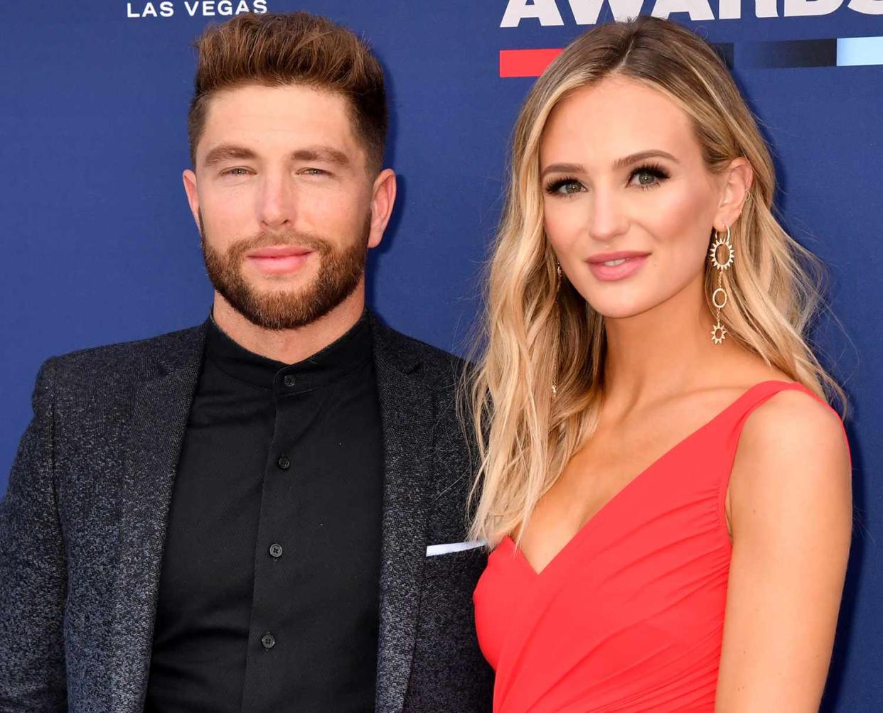 Chris Lane and Lauren Bushnell attend the 54th Academy Of Country Music Awards at MGM Grand Hotel & Casino on April 07, 2019 in Las Vegas, Nevada