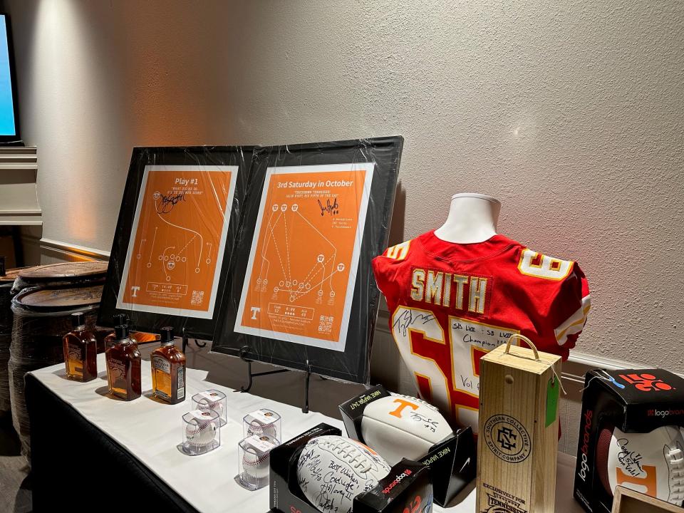 The Legends of Tennessee memorabilia section available for auction at Bearden Banquet Hall on February 23, 2024.
