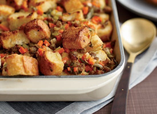 <strong>Get the Recipe for <a href="http://www.huffingtonpost.com/2011/10/27/sausage-and-bread-stuffin_n_1059606.html" target="_hplink">Sausage and Bread Stuffing</a> from Food & Wine</strong>