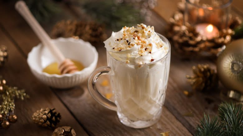 Eggnog with whipped cream