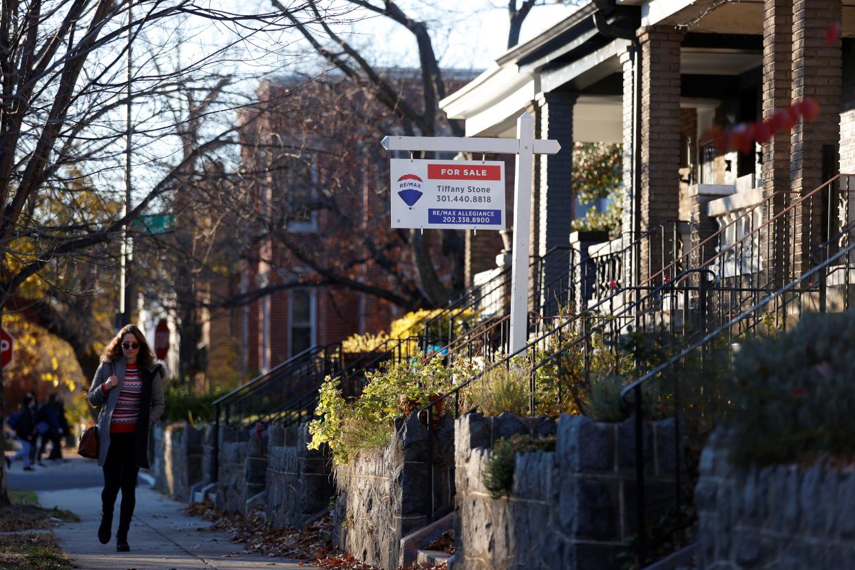 A house on sale is seen in Washington D.C., the United States. (Credit: Ting Shen/Xinhua via Getty Images)