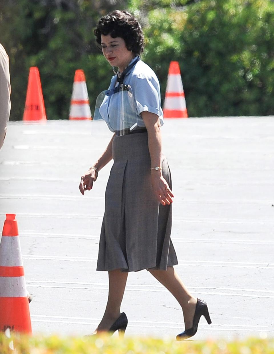 <p>Alia Shawkat gets all dolled up on the Los Angeles set of <em>Being the Ricardos</em> on Friday.</p>