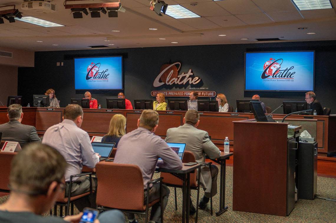 The Olathe school board gathered for a special meeting Tuesday to vote on censuring board member Brian Connell for his behavior at meetings.