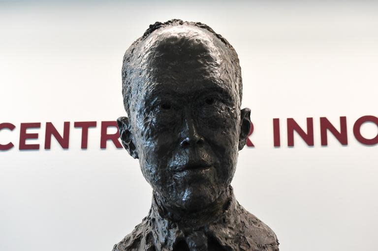 A bust of the late founding father Lee Kuan Yew inside the office of the Lee Kuan Yew Centre of Innovative Cities at Singapore University of Technology and Design