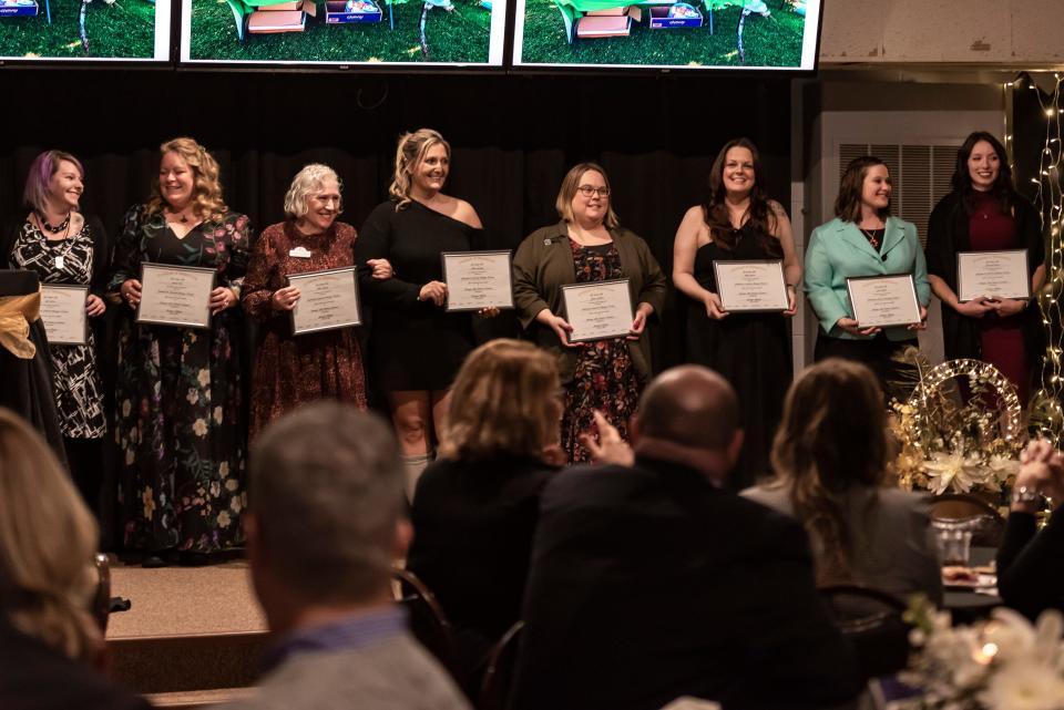 Graduates of Leadership Cheboygan, a program designed to identify emerging leaders in the area, are honored at the annual Cheboygan Area Chamber of Commerce awards dinner at the Knights of Columbus on Thursday, Jan. 18, 2024.