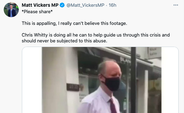 Tory MP Matt Vickers said the video was 'appalling'. (Twitter)