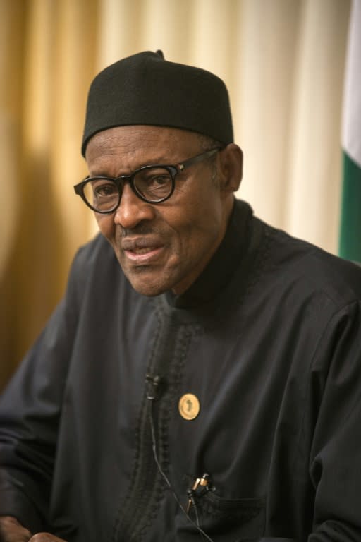 Nigerian president Muhammadu Buhari gives an interview to Agence France-presse at his hotel during the 25th African Summit in Johannesburg, South Africa, on June 14, 2015