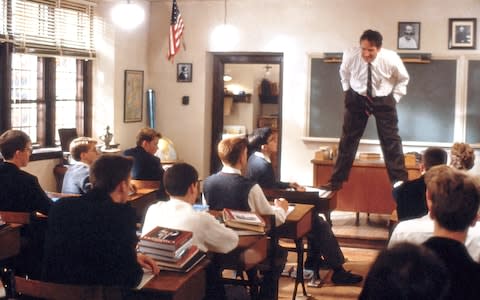 Robin Williams as the inspirational teacher in Dead Poets Society - Credit: Alpha Press