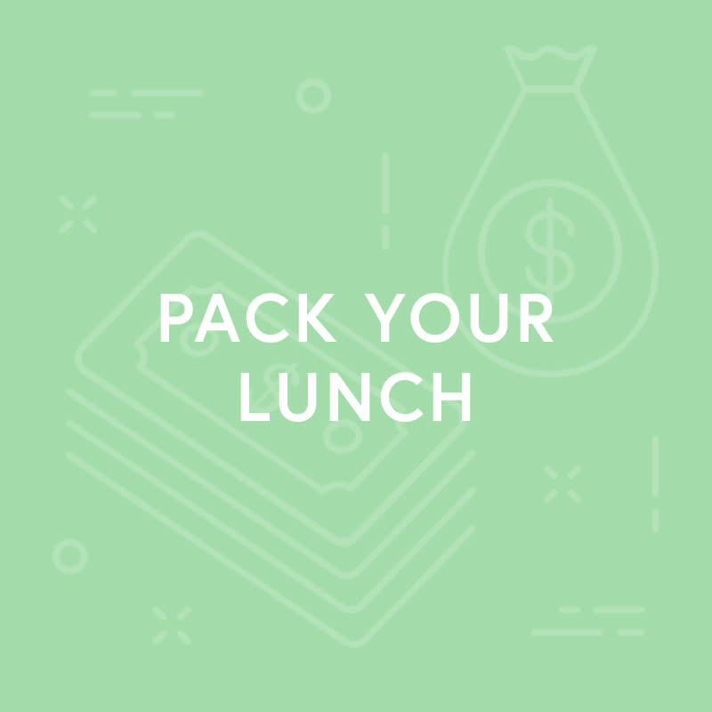 <p>We once did the math on those sad desk lunches we pay $10 to $15 for and were horrified. Think about it. $10 a day, 5 days a week, 4 weeks a month, 12 months a year = $2,400. We don't know about you, but we don't make enough to casually spend $2 to $3K a year on lame salads. Pack your lunch and cut your daily cost by half or more and you can save around $200 toward your goal over the next two months.</p>