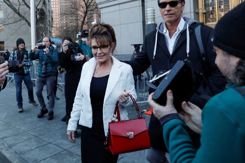 FILE PHOTO: Sarah Palin's defamation lawsuit against New York Times, in New York City