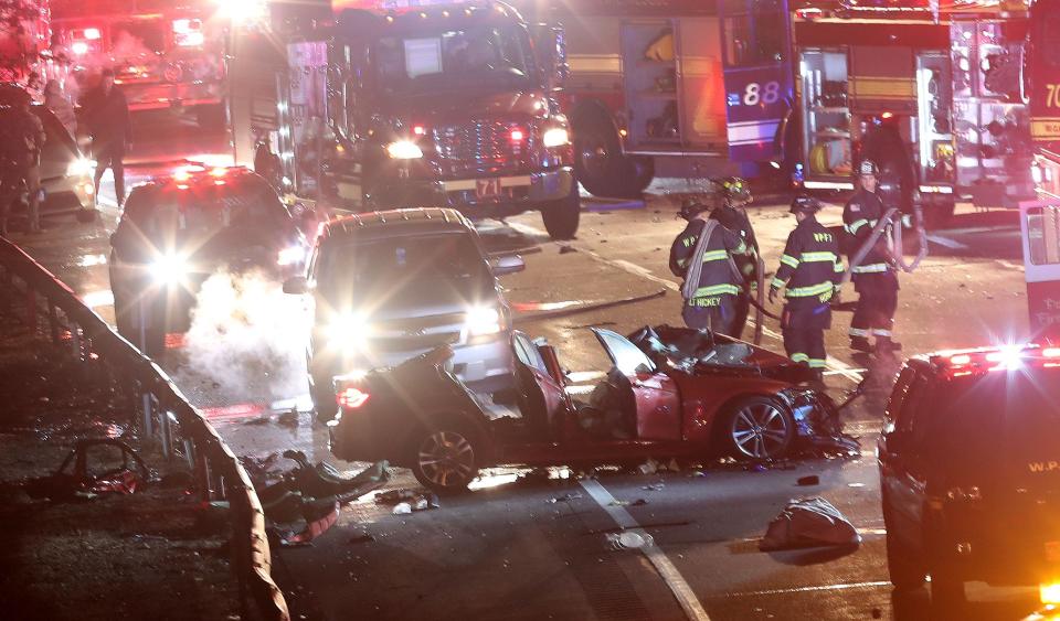 Firefighters from White Plains, Purchase and Port Chester extricated several people from an accident on I-287 in White Plains Jan. 30, 2020. 