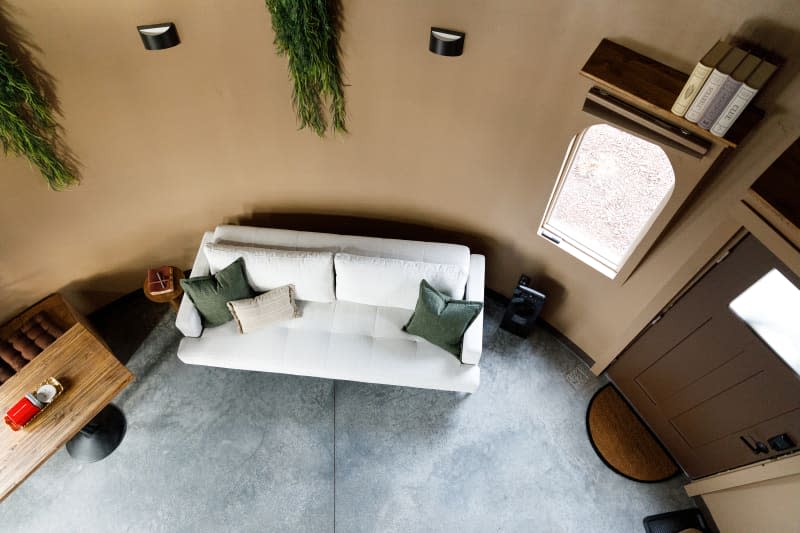 View into living area of Flower Pot house.