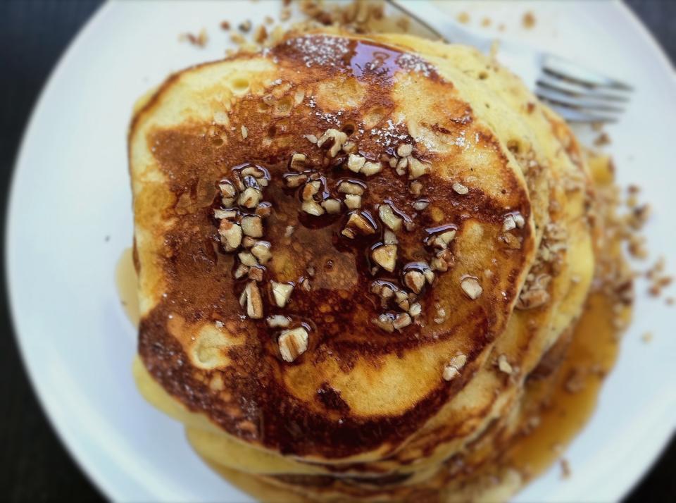 <strong>Get the <a href="http://food52.com/recipes/16691-bourbon-maple-syrup-on-egg-nog-pancakes" target="_blank">Bourbon-Maple Syrup on Egg Nog Pancakes recipe</a> from Jerry James Stone via Food52</strong>