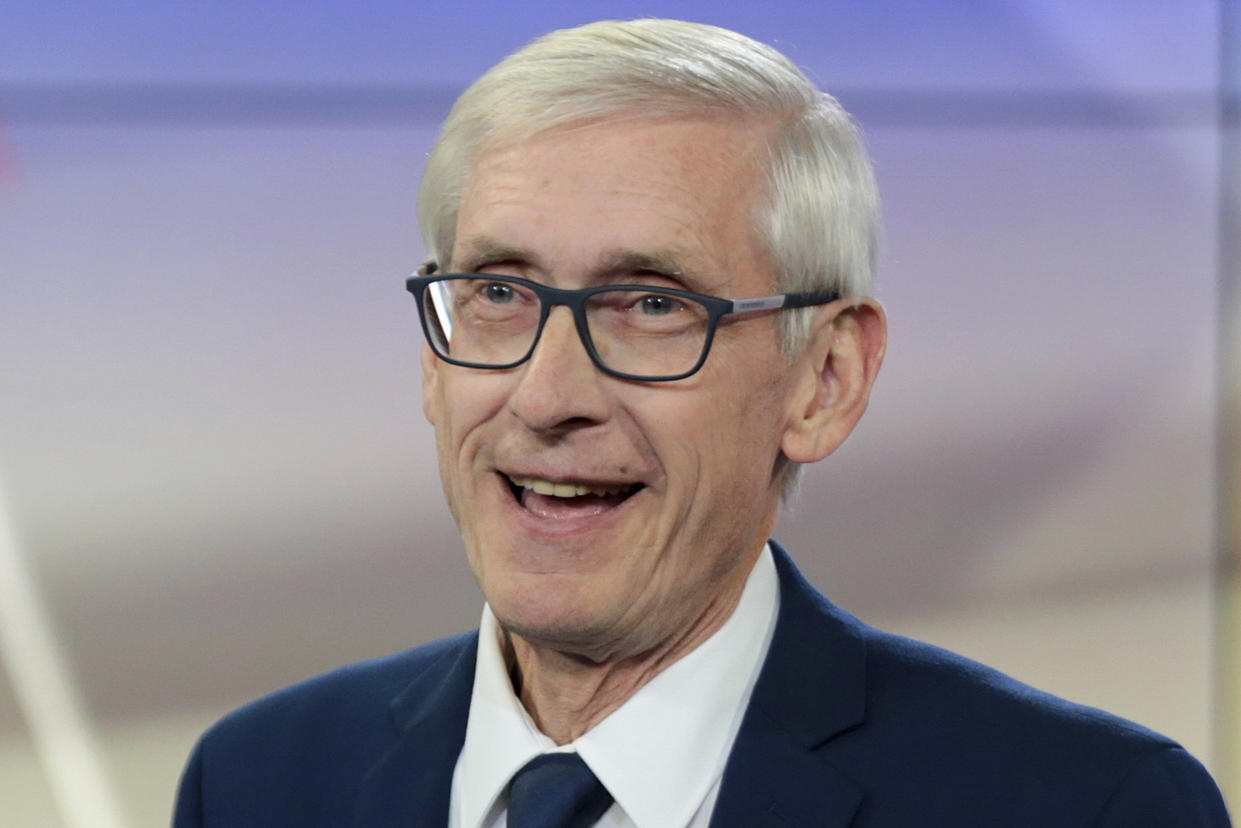 Wisconsin Democratic gubernatorial candidate Tony Evers addresses an event before the start of a gubernatorial debate with incumbent GOP Gov. Scott Walker in Madison, Wis. (Steve Apps/Wisconsin State Journal via AP, File)