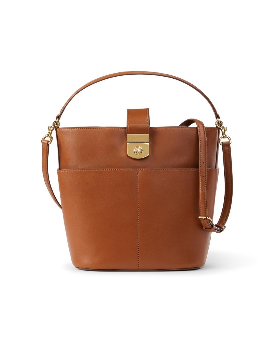 a brown leather purse