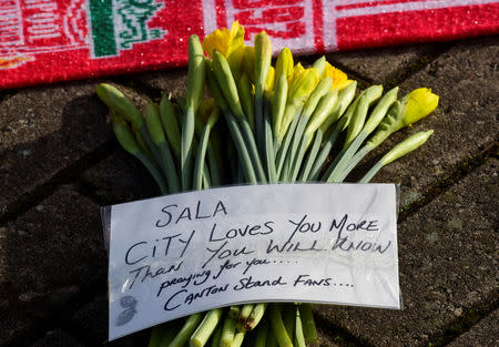 Soccer Football - Cardiff City - Cardiff City Stadium, Cardiff, Britain - January 23, 2019 General view of tributes and messages left outside the stadium for Emiliano Sala REUTERS/Rebecca Naden