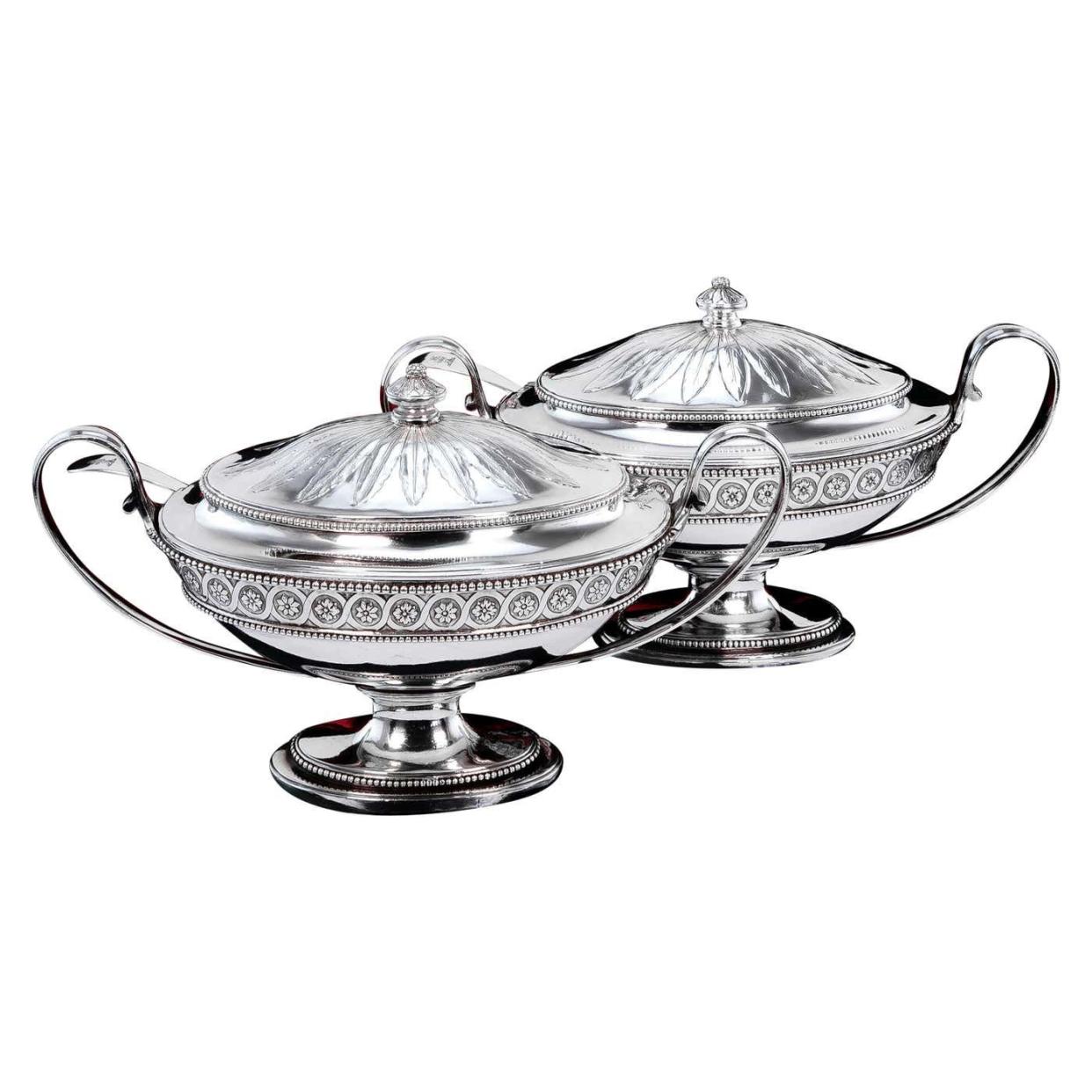 <p><a href="https://go.redirectingat.com?id=74968X1596630&url=https%3A%2F%2Fwww.1stdibs.com%2Ffurniture%2Fdining-entertaining%2Fsterling-silver%2Fantique-georgian-solid-sterling-silver-tureens-neoclassical-style-1782%2Fid-f_35720362%2F&sref=https%3A%2F%2Fwww.veranda.com%2Fdecorating-ideas%2Fa46043925%2Fantique-silverware-guide%2F" rel="nofollow noopener" target="_blank" data-ylk="slk:Shop Now;elm:context_link;itc:0;sec:content-canvas" class="link rapid-noclick-resp">Shop Now</a></p><p>Antique Georgian Solid Sterling Silver Tureens Neoclassical Style</p><p>1stdibs.com</p><p>$9667.88</p>