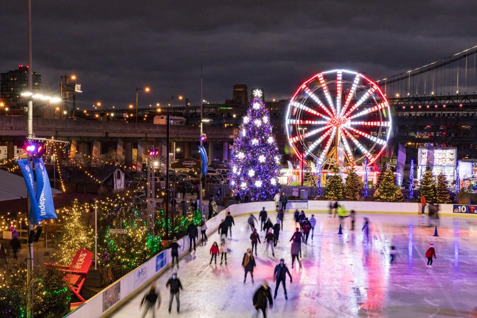 Ice skate in a winter wonderland at Blue Cross RiverRink