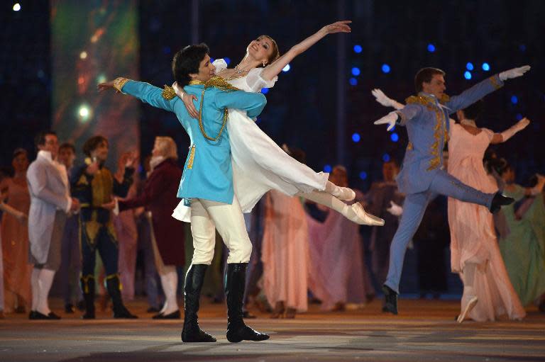 The Bolshoi's Ukrainian-born prima ballerina Svetlana Zakharova (R) performs during the Opening Ceremony of the Sochi Winter Olympics in Sochi, Russia, on February 7, 2014