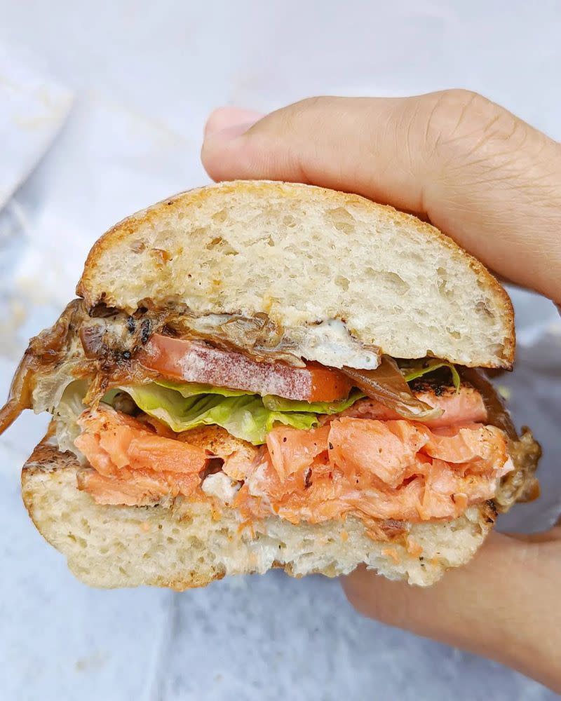 blackened sockeye salmon sandwich