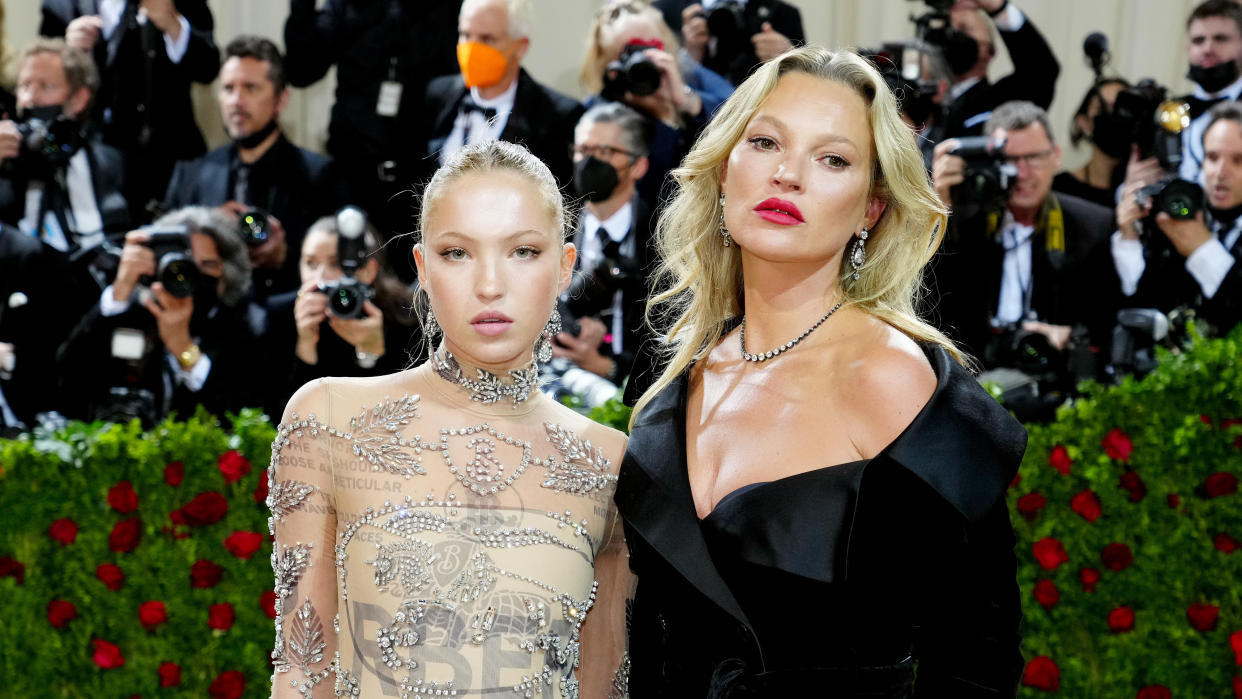 Kate Moss and her daughter Lila recently walked the red carpet together at the Met Gala. (FilmMagic)