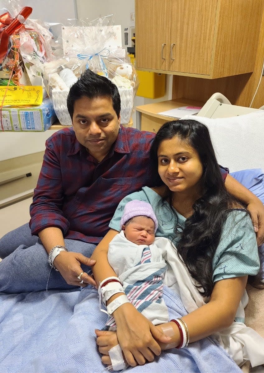 At Humber River Health, the Pramanik family welcomed their baby at 2:53 a.m., marking the hospital's first baby of 2024.