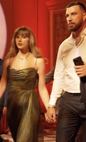 <p>Patrick Mahomes/15andmahomies/Instagram</p> Taylor Swift and Travis Kelce at Patrick Mahomes' Charity Gala in Las Vegas.