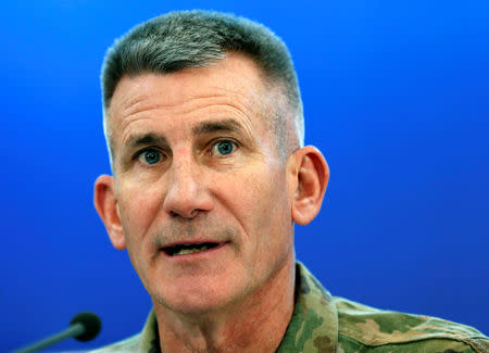 U.S. Army General John Nicholson, Commander of Resolute Support forces and U.S. forces in Afghanistan, speaks during a news conference in Kabul, Afghanistan November 20, 2017. REUTERS/Mohammad Ismail