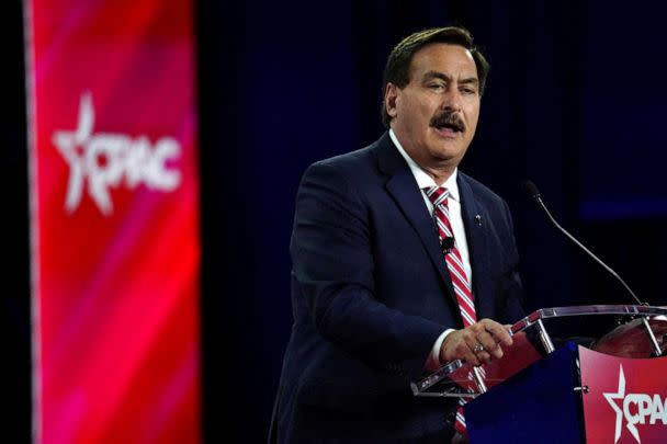 PHOTO: In this Aug. 5, 2022, file photo, Mike Lindell, CEO of MyPillow, speaks during the general session at the Conservative Political Action Conference (CPAC) in Dallas, Texas. (Go Nakamura/Reuters, FILE)