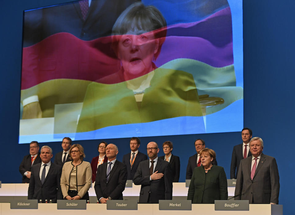 CDU board display of Merkel