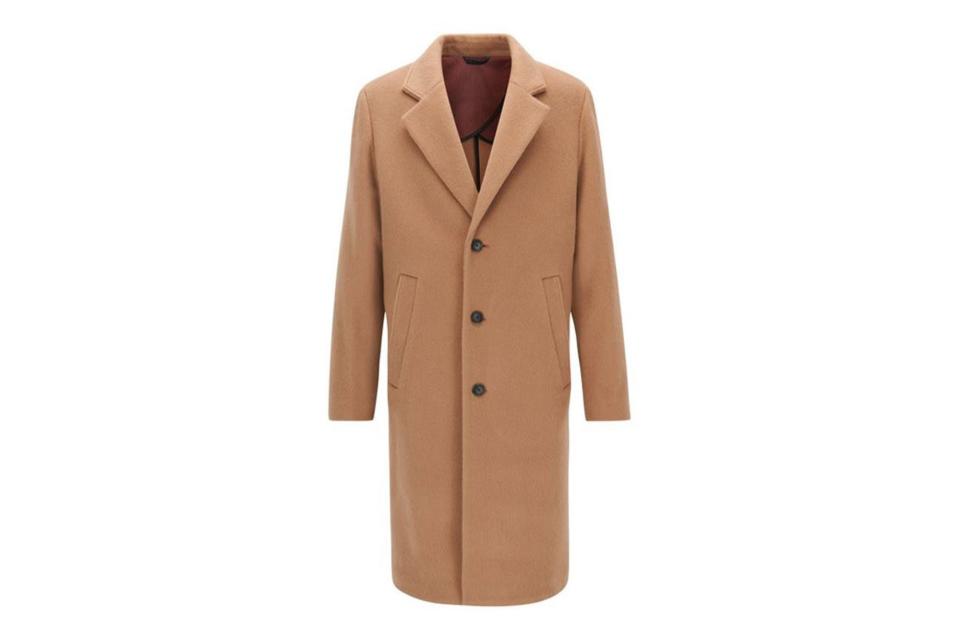 BOSS stretch virgin wool car coat