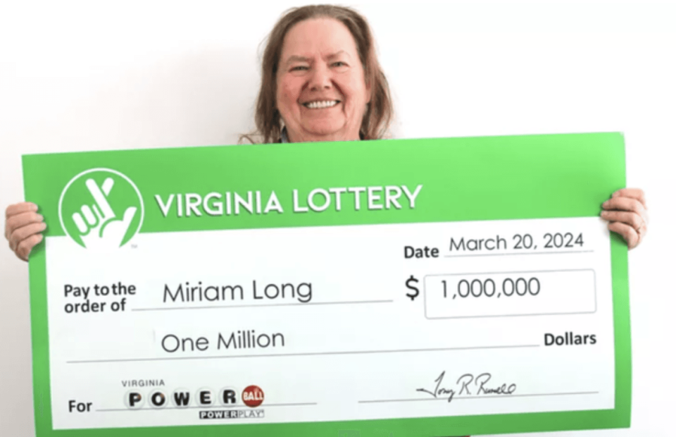 米莉安手誤錯按彩券，卻意外抱回3千萬元大獎。（翻攝自Virginia Lottery）