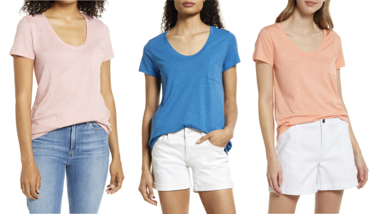 Nordstrom shoppers are loving the look and feel of this “soft and comfortable” T-shirt so much that many say they have it in more than one colour. (Photo via Nordstrom)