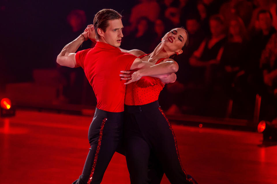 COLOGNE, GERMANY - MARCH 06: (BILD ZEITUNG OUT) Renata Lusin and Moritz Hans looks on during the 2nd show of the 13th season of the television competition "Let's Dance" on March 6, 2020 in Cologne, Germany. (Photo by Mario Hommes/DeFodi Images via Getty Images)