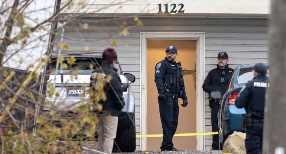 Police outside the home near the University of Idaho campus.