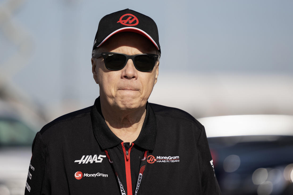 AUSTIN, TEXAS - OCTOBER 21: Gene Haas of USA and MoneyGram Haas F1 Team arrives at the track during the Sprint Shootout/Sprint ahead of the F1 Grand Prix of United States at Circuit of The Americas on October 21, 2023 in Austin, United States. (Photo by Song Haiyuan/MB Media/Getty Images)