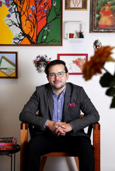 Jaime Davila, executive producer of the new Netflix series "Selena, " is photographed at his office in Los Angeles .