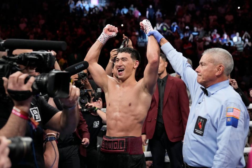 Bivol celebrates his victory (Associated Press)