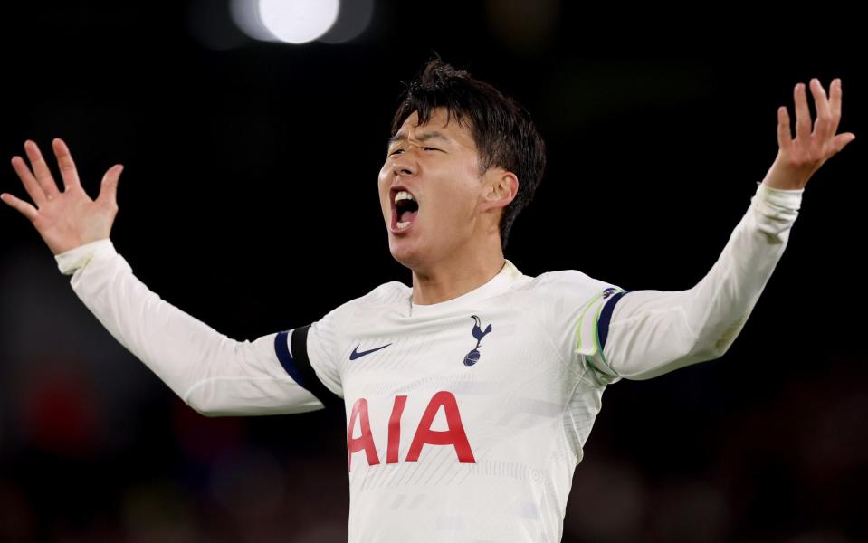 Son Heung-min celebrates after extending Tottenham’s lead over Crystal Palace at Selhurst Park - Spurs extend lead at top of Premier League with Palace win