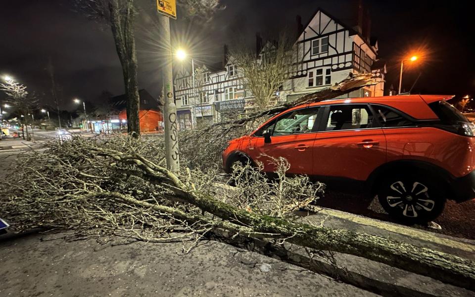 Commuters have faced heavy disruption from Storm Isha, which caused this tree branch to fall onto a car in Belfast overnight