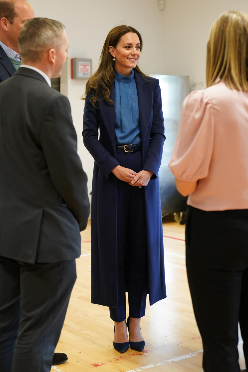 The Duchess of Cambridge wore a coat by Catherine Walker, one of Princess Diana's go-to designers. (PA)