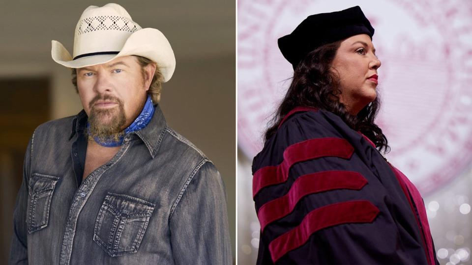 Side by side photos of Toby Keith and Krystal Keith