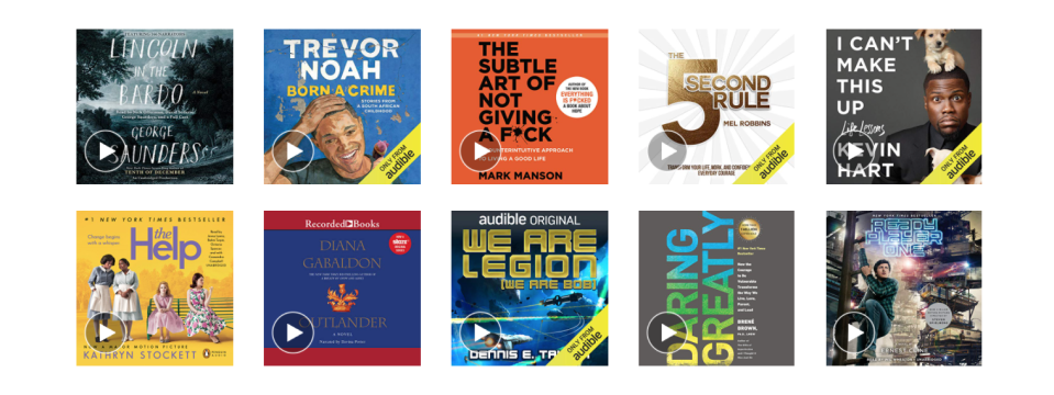 Audible offers the largest library of audio books. Image via Amazon. 