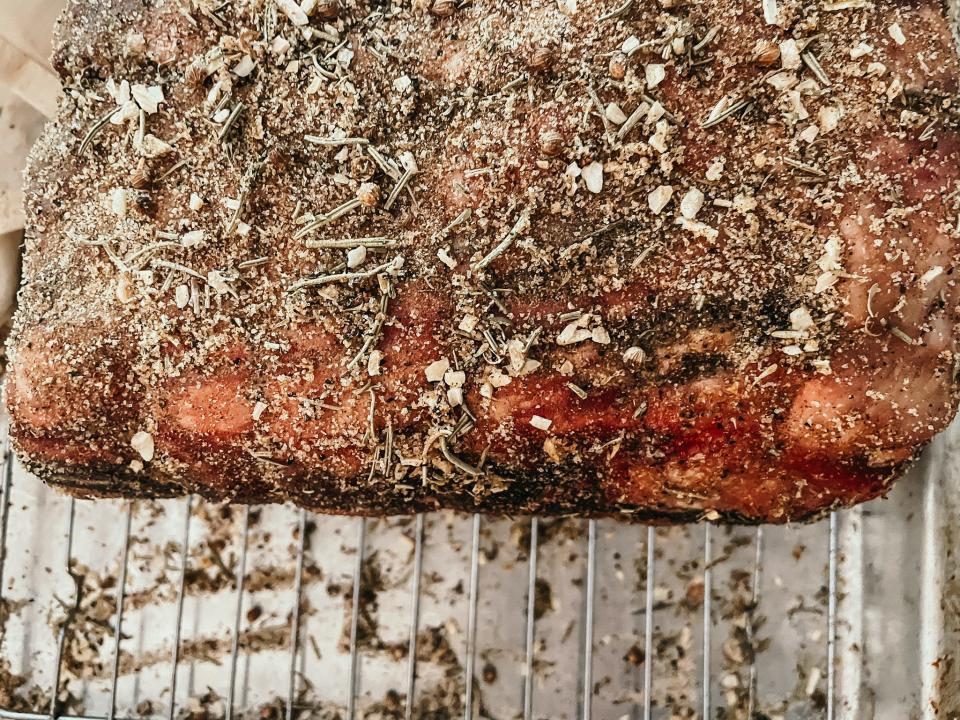 rib roast covered in a mix of spices