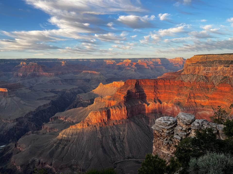 The Grand Canyon as the sun begins to set