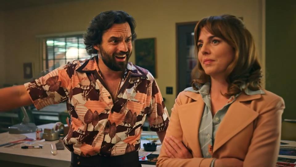 Ophelia Lovibond and Jake Johnson in Minx Season 1