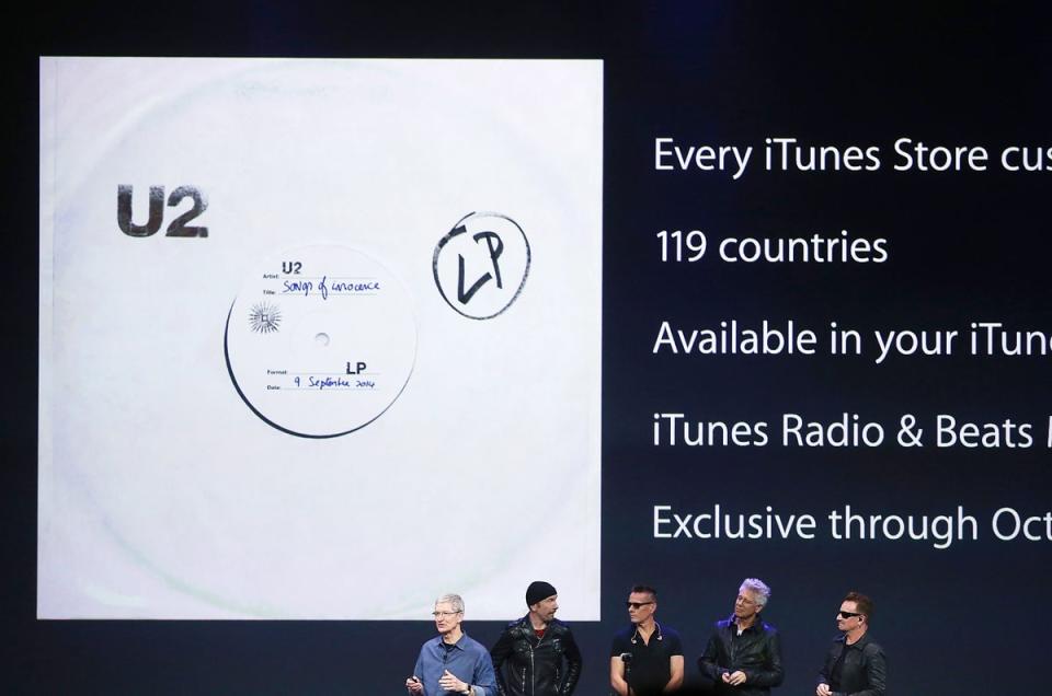 The album was downloaded onto devices of iTunes customers around the world as soon as it was announced (Getty Images)